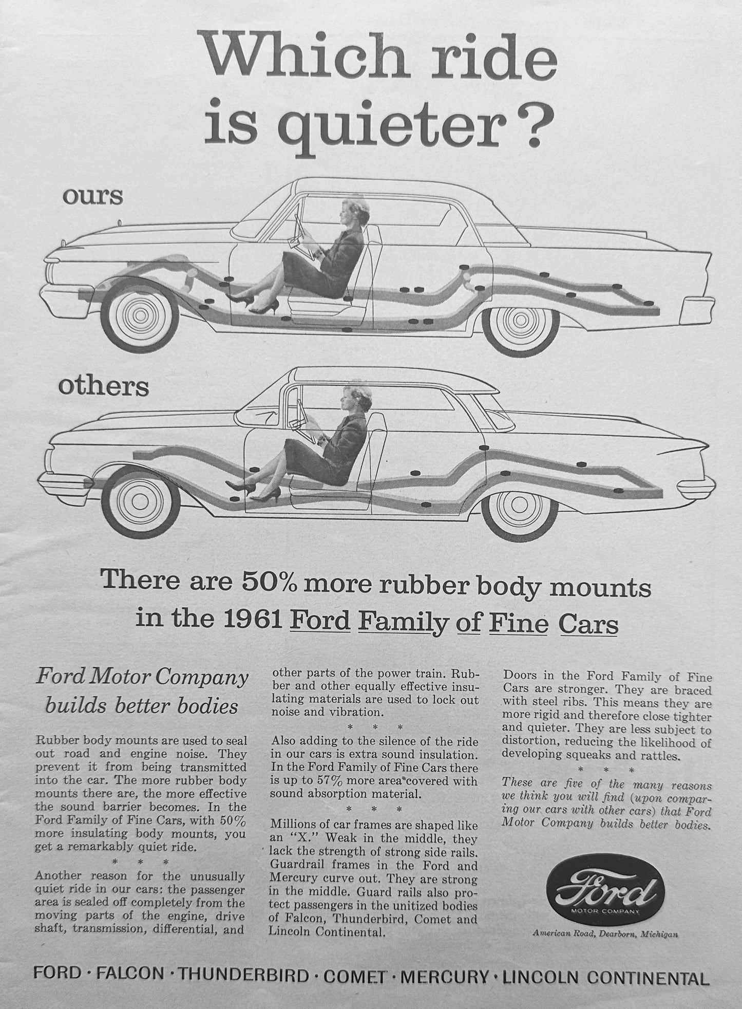 1961 Ford Cars  - Which ride is Quieter - Ours or Others Magazine Ad