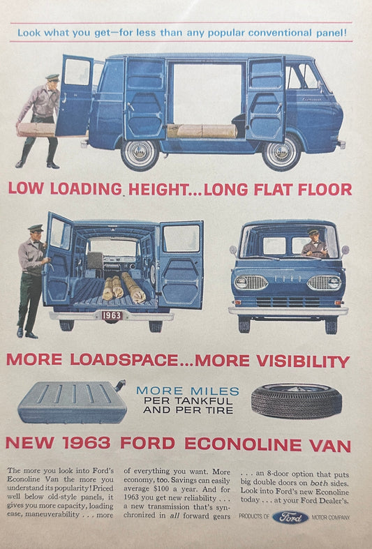 1962 Blue Ford Econoline Van - Service Vehicle Potential  Magazine Ad