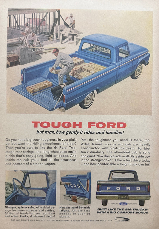 1964 Blue Ford F1-100 Pickup Truck  + NAPA Auto Parts Magazine Ad