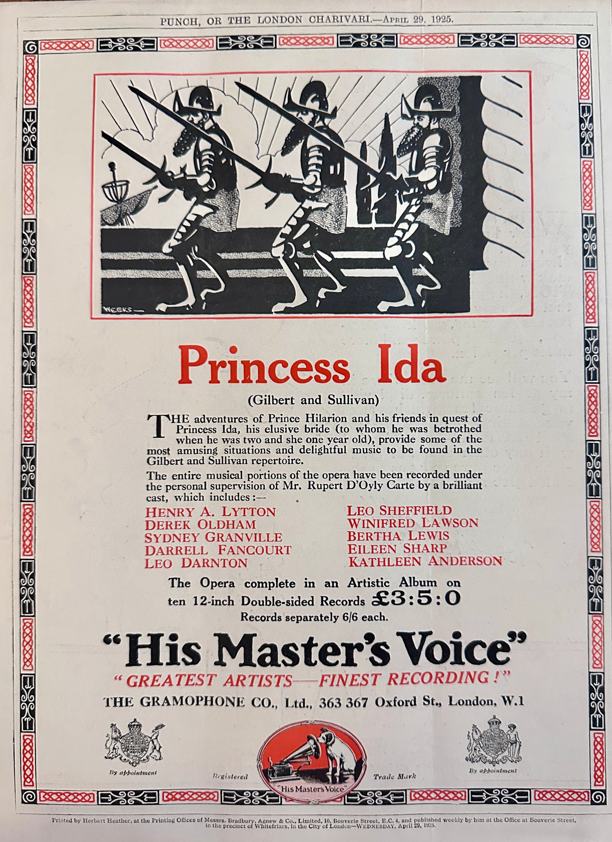 1925 Dual-Sided British Ads The Gramophone Co & Pratt's Petrol Ad #N1525