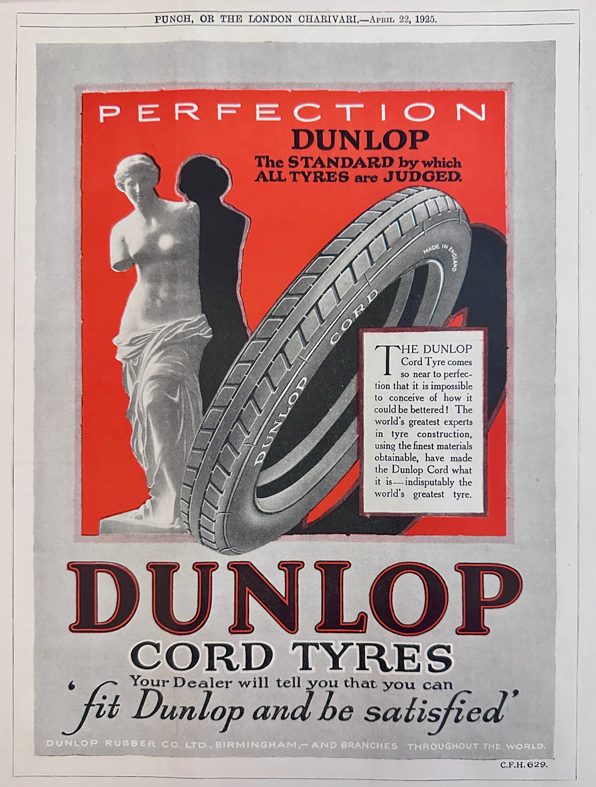 1925 Dual-Sided British Ads - Dunlop & The Gramophone Co Ad #N1520