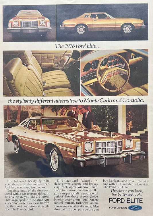 1976 Golden Ford Elite Magazine Ad