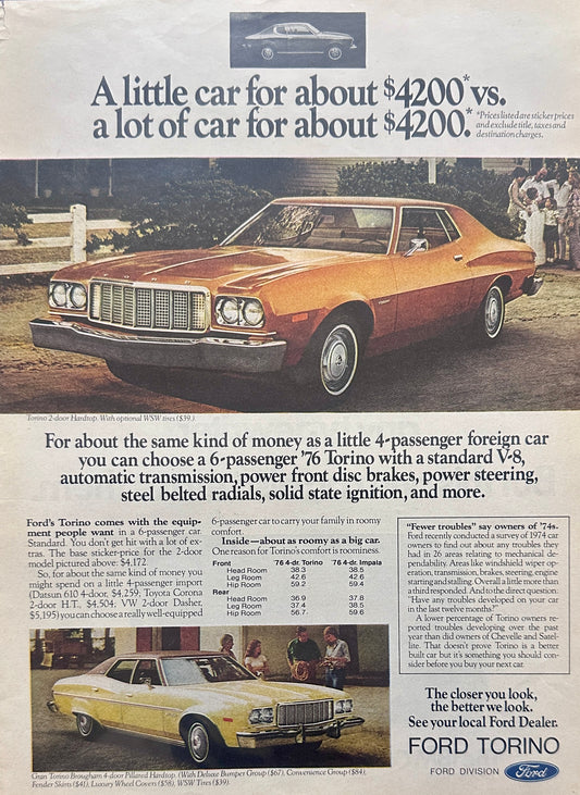 1976 Brown Ford Torino Magazine Advertisement