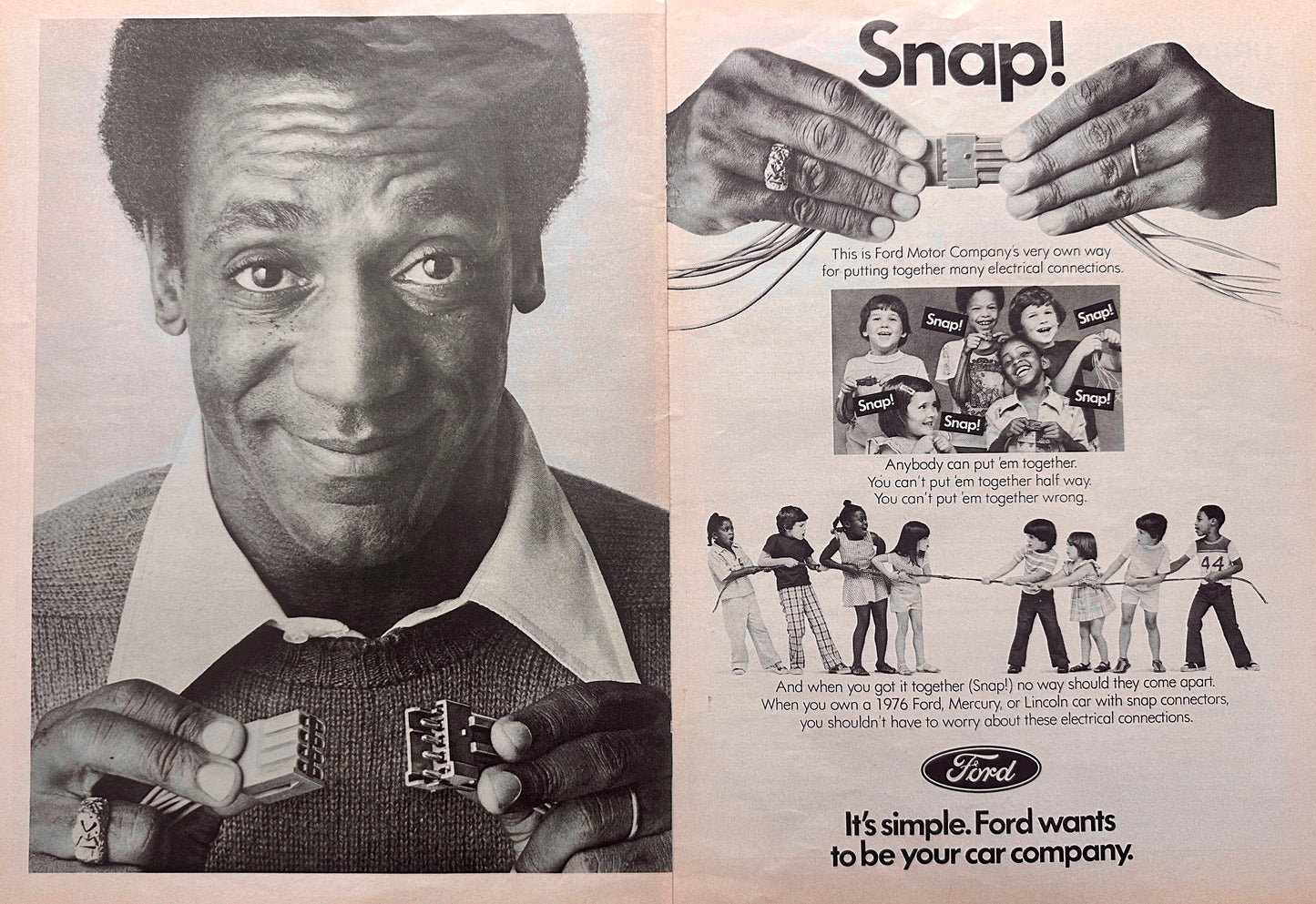 1976 Bill Cosby Ford Spokesman Snap Fit magazine Ad