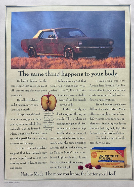 1992 1993 Nature Made Rusty Ford Mustang Magazine Ad