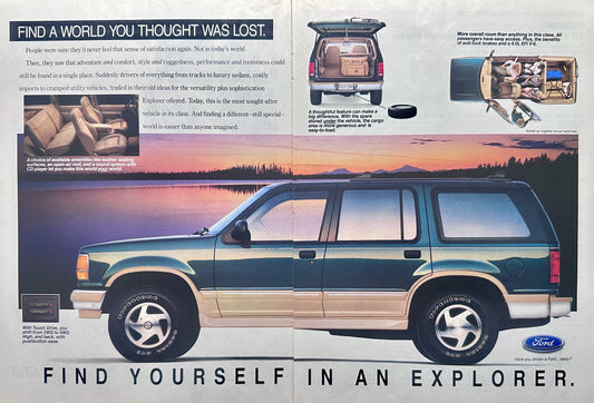 1992 2-Page Ford Explorer Magazine Ad