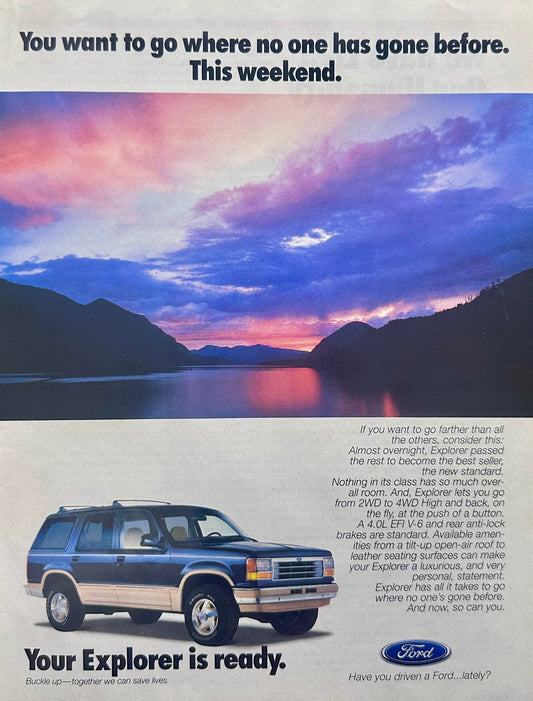 1992 Ford Explorer Weekend Adventurers Magazine Ad