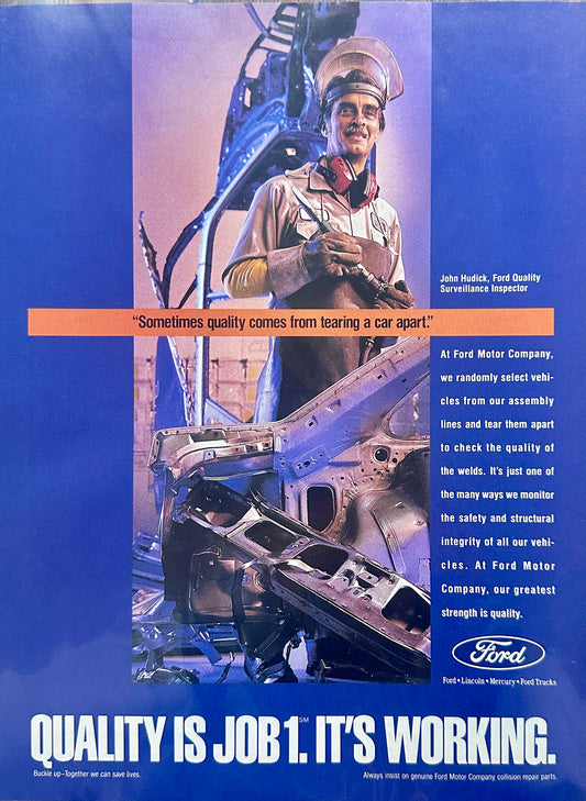 1992 Ford Quality Is Job #1 Taking the Car Apart  Magazine ad