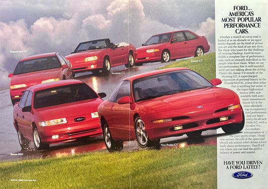 1992 5 Models of Ford Sportcars Magazine Ad Mustang, Thunderbird+++