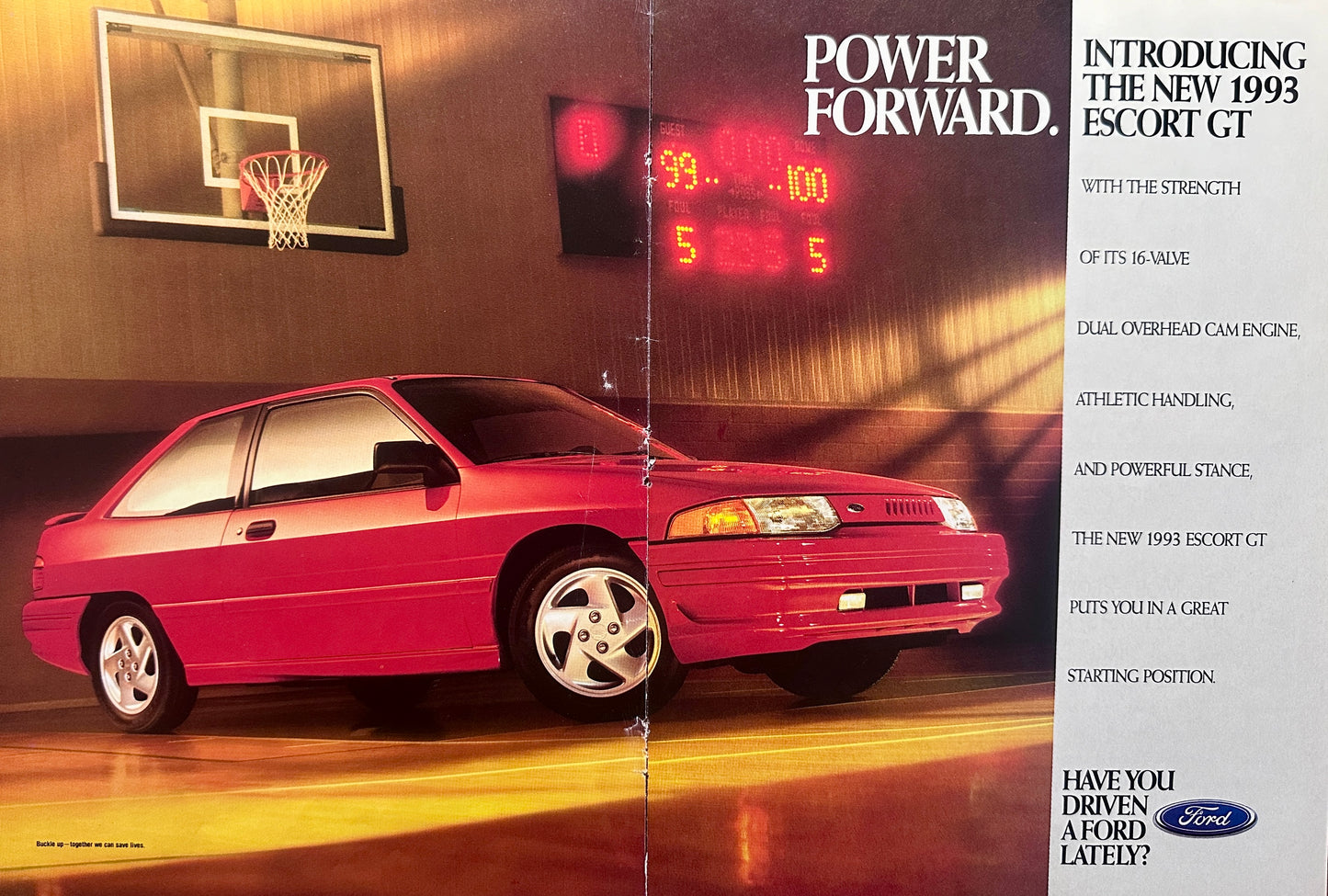 1992 2-Page Red Ford Escort GT Magazine Ad