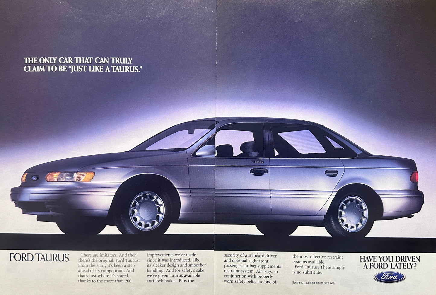 1992 2-Page Ford Taurus Magazine Ad