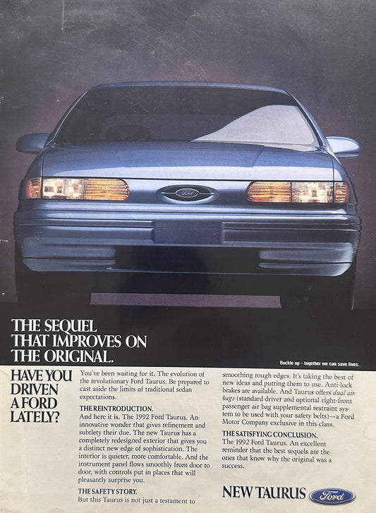 1992 Ford Taurus Sedan Magazine Ad