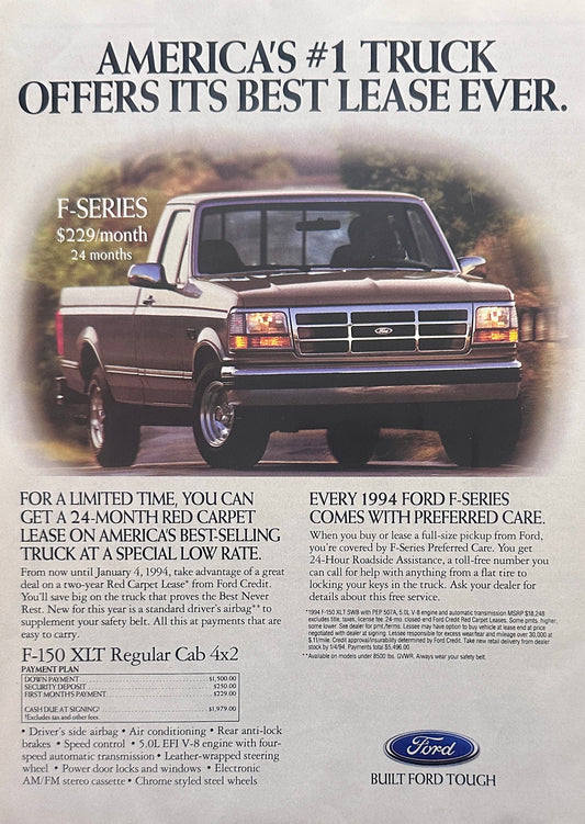 1993 Ford F-150 Pickup Truck Magazine Ad