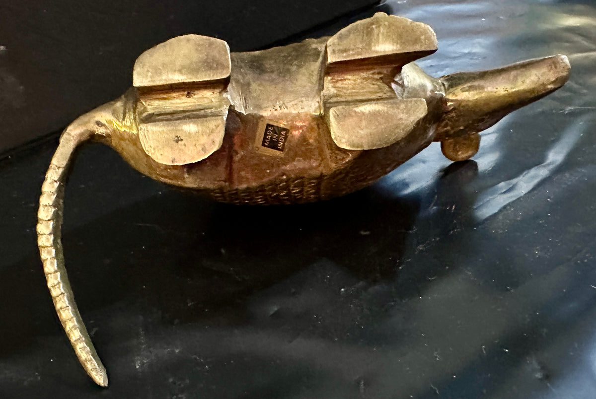 Vintage Brass Armadillo Paperweight - Made in India