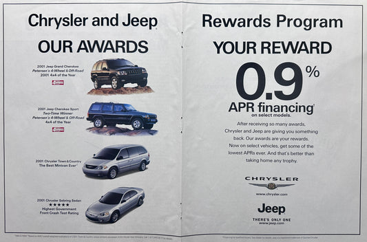 2001 Jeep and Chrysler  Centerfold Magazine Ad