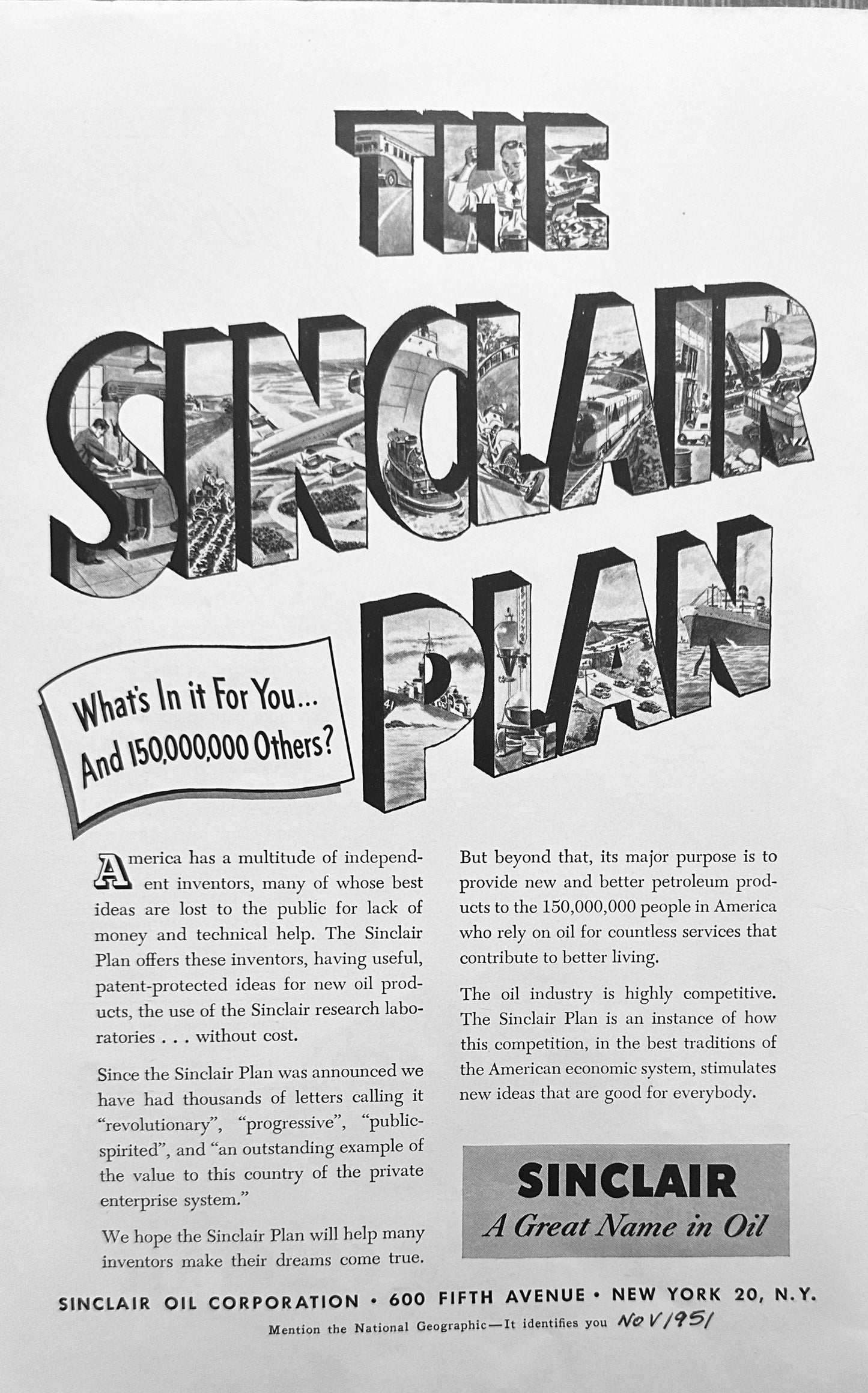 1951 General Electric TV + The Sinclair Plan - Money For Inventors - Promo Ad