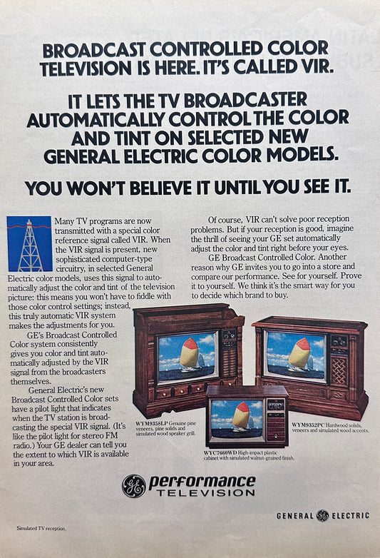 1976 General Electric Color Television Multiple Models - Magazine Ad