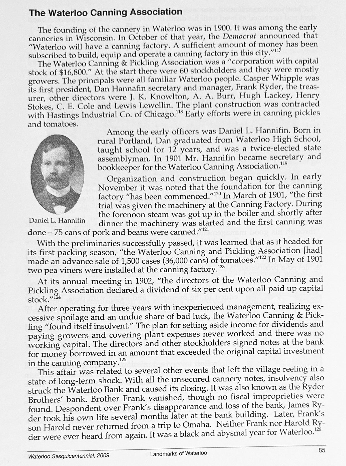 1859-2009 Sesquicentennial History of Waterloo, Wisconsin Publication