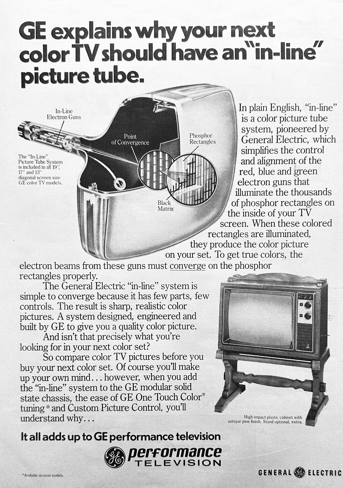 1976 General Electric Television Technology In-Line Picture Tube - Magazine Ad