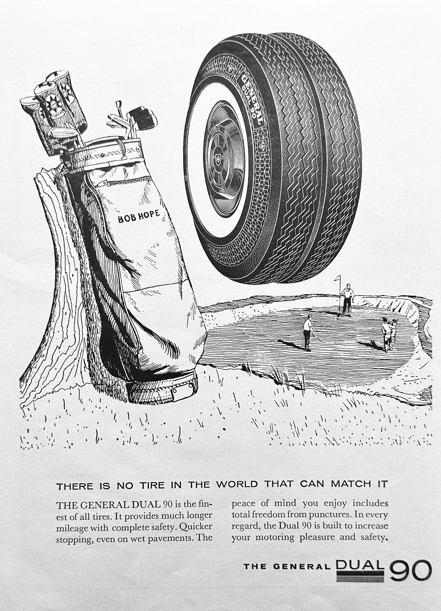 1961 General Tire Dual 90 - Bob Hope Golf Classic Sponsor - Vintage Ad