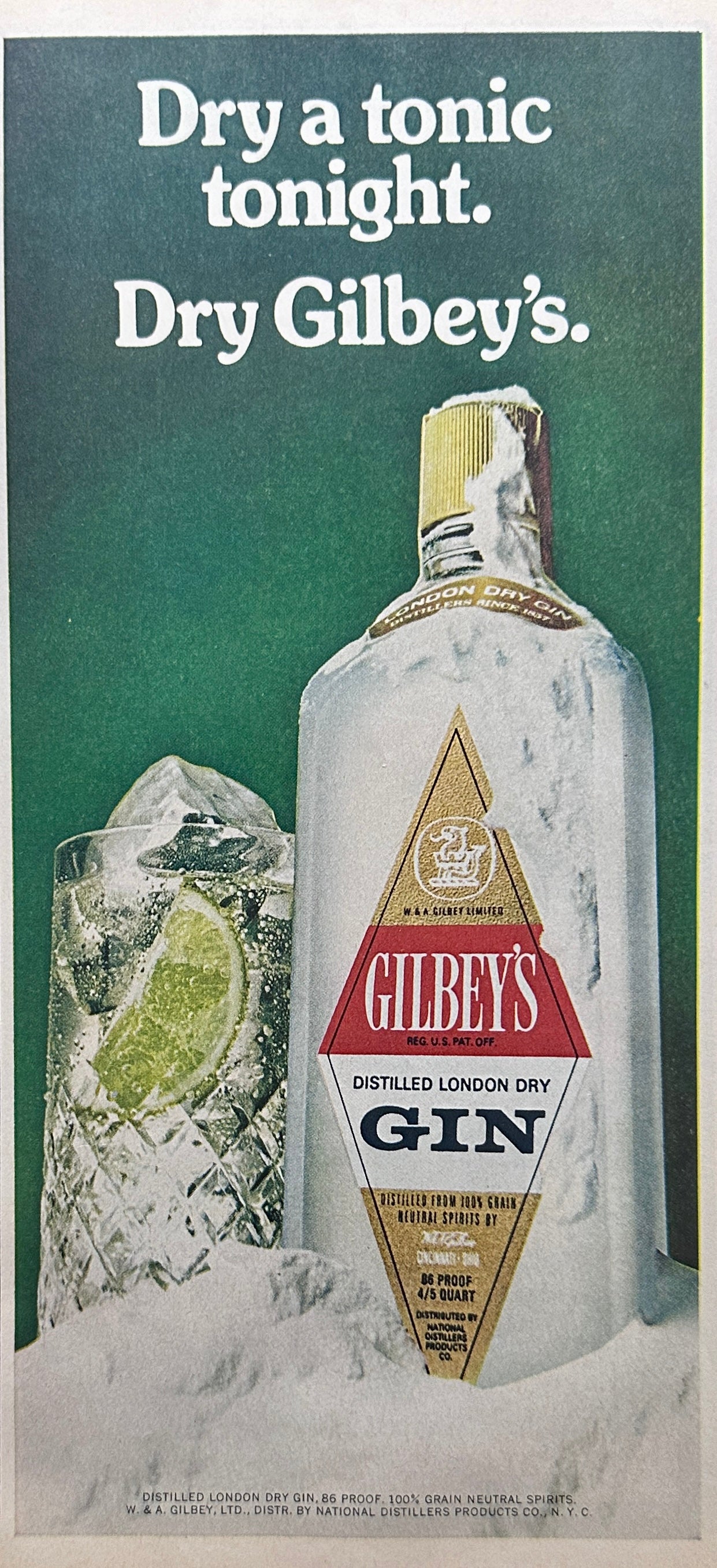 1975 Gilbey's Gin - Dry a Tonic Tonight - Magazine Ad