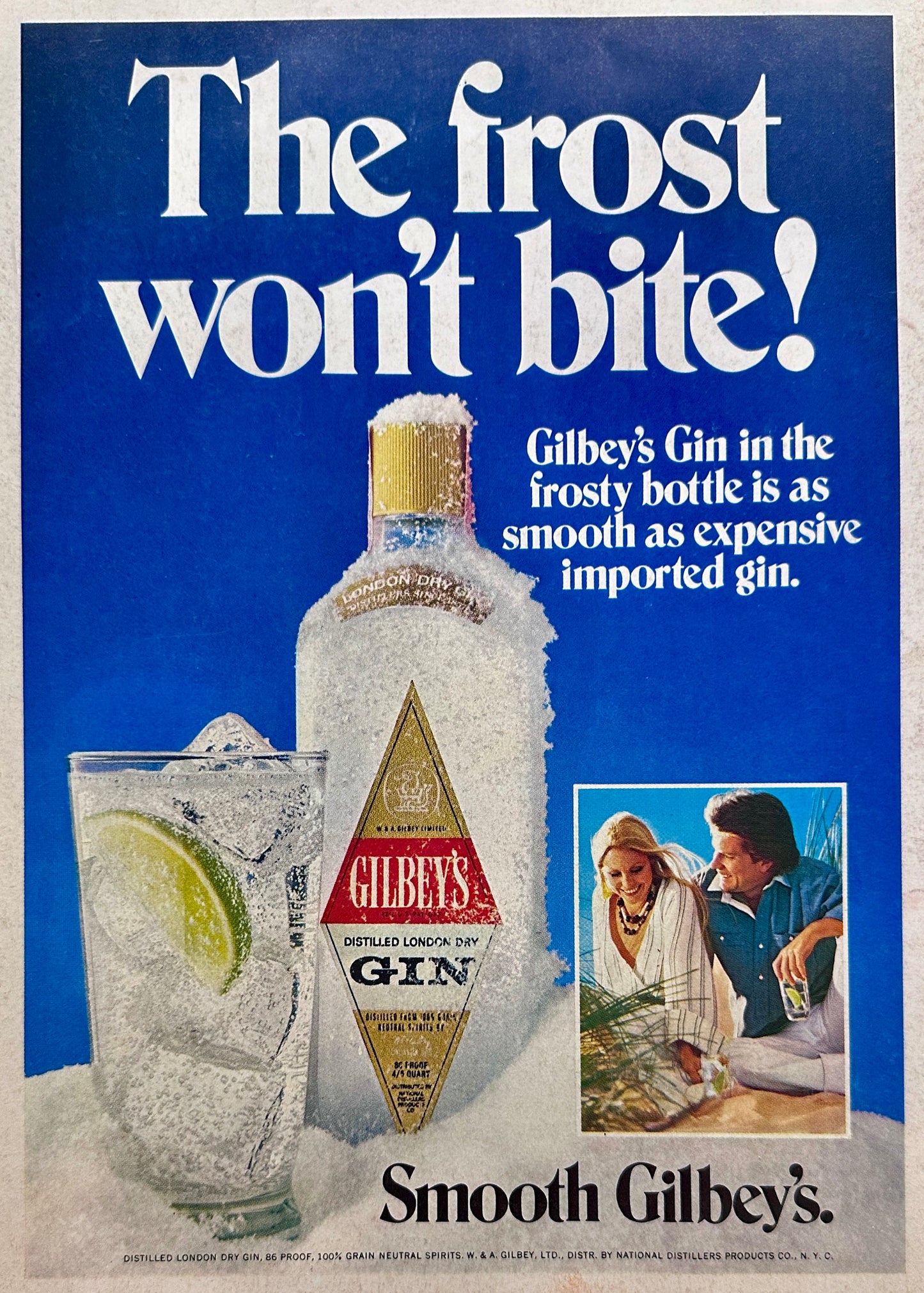 1976 The Frost Won't Bite - Gilbey's Gin - Magazine Ad