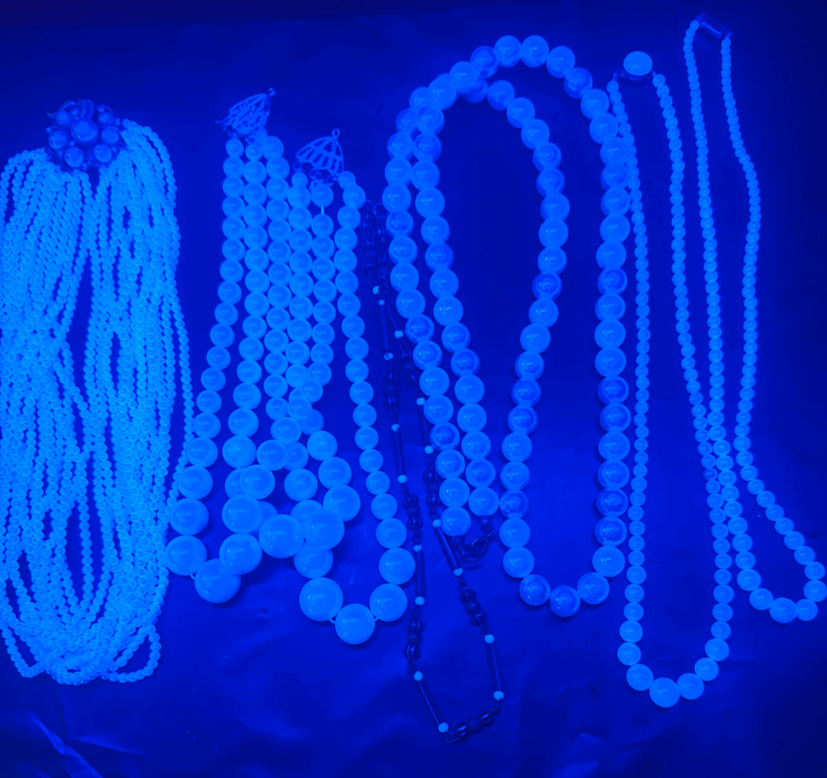 Fashion Faux Pearl "Moonglow" Glow in the Dark Necklace Lot (1950-1970)