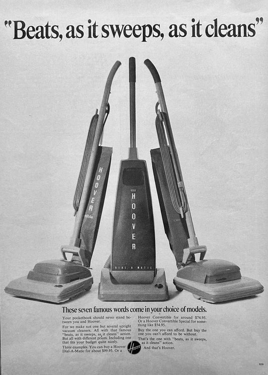 1966 Hoover Upright Vacuums - 3 Models - under $100 Vintage Ad