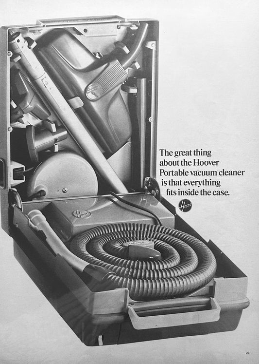 1966 Hoover Portable Vacuum in a box - Vintage Ad