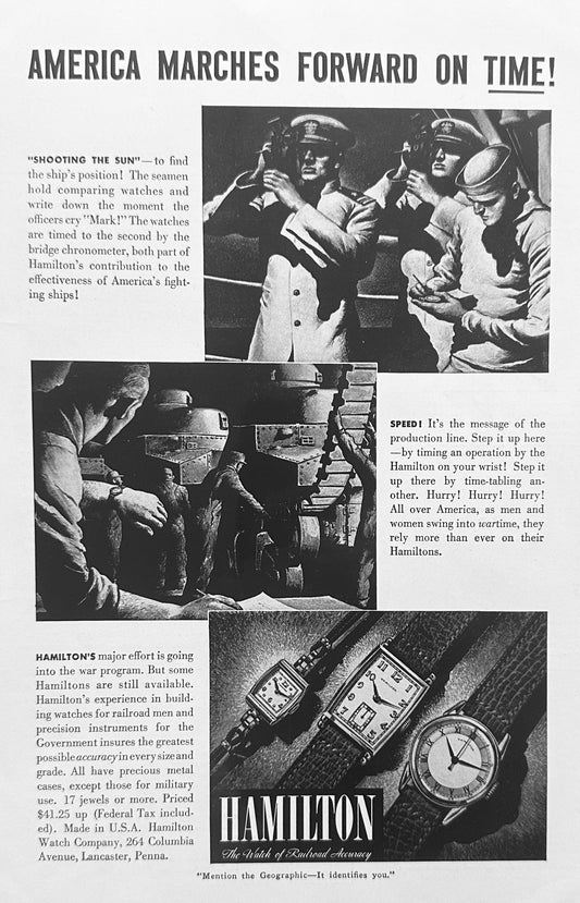 1942 Hamilton Watch + Bakelite Corporation - WWII Era Promotional Ads