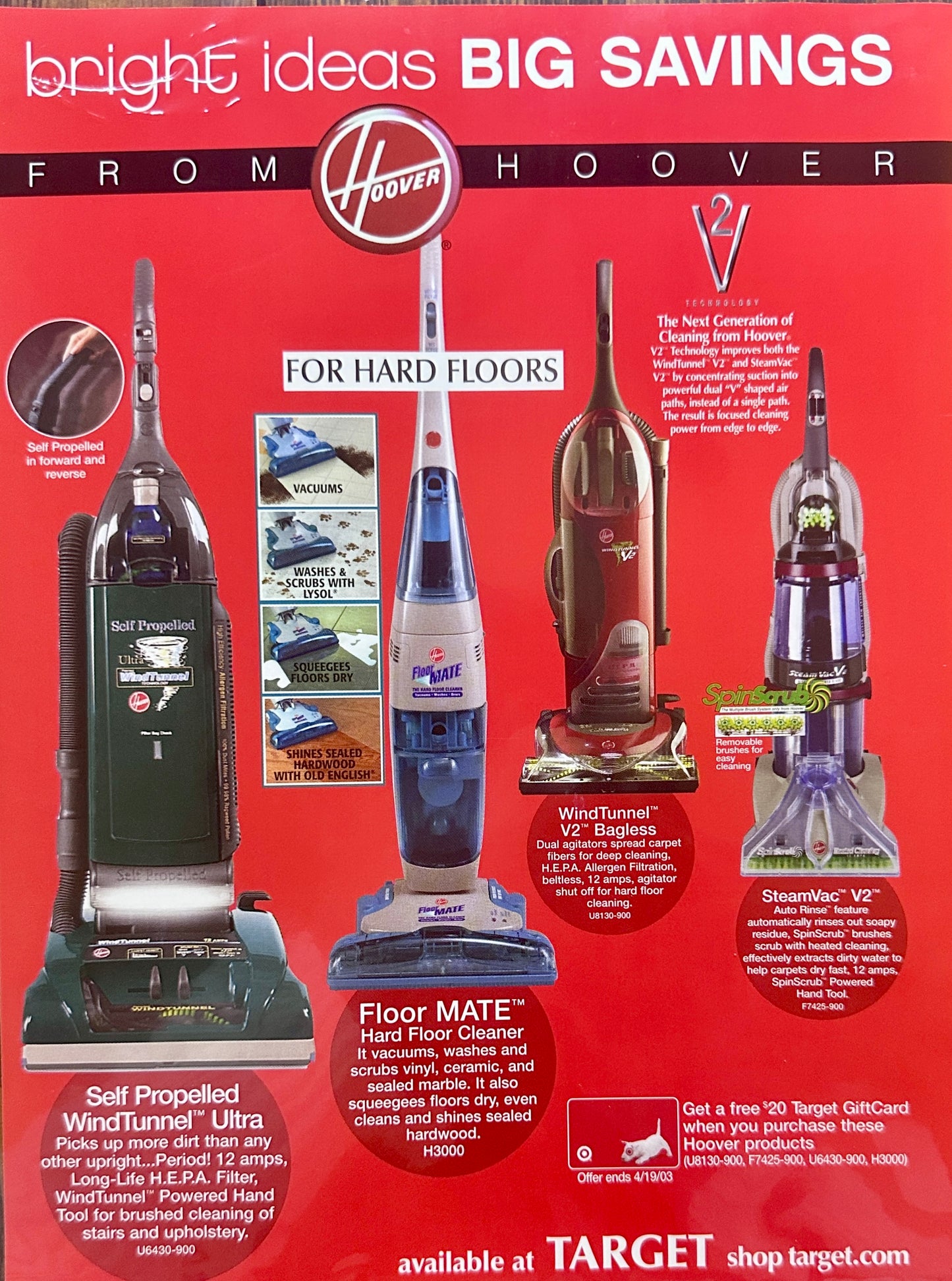 2003 Dual Sided Heavyweight Magazine Ad for Hoover Vacuum Cleaners - 7 Models