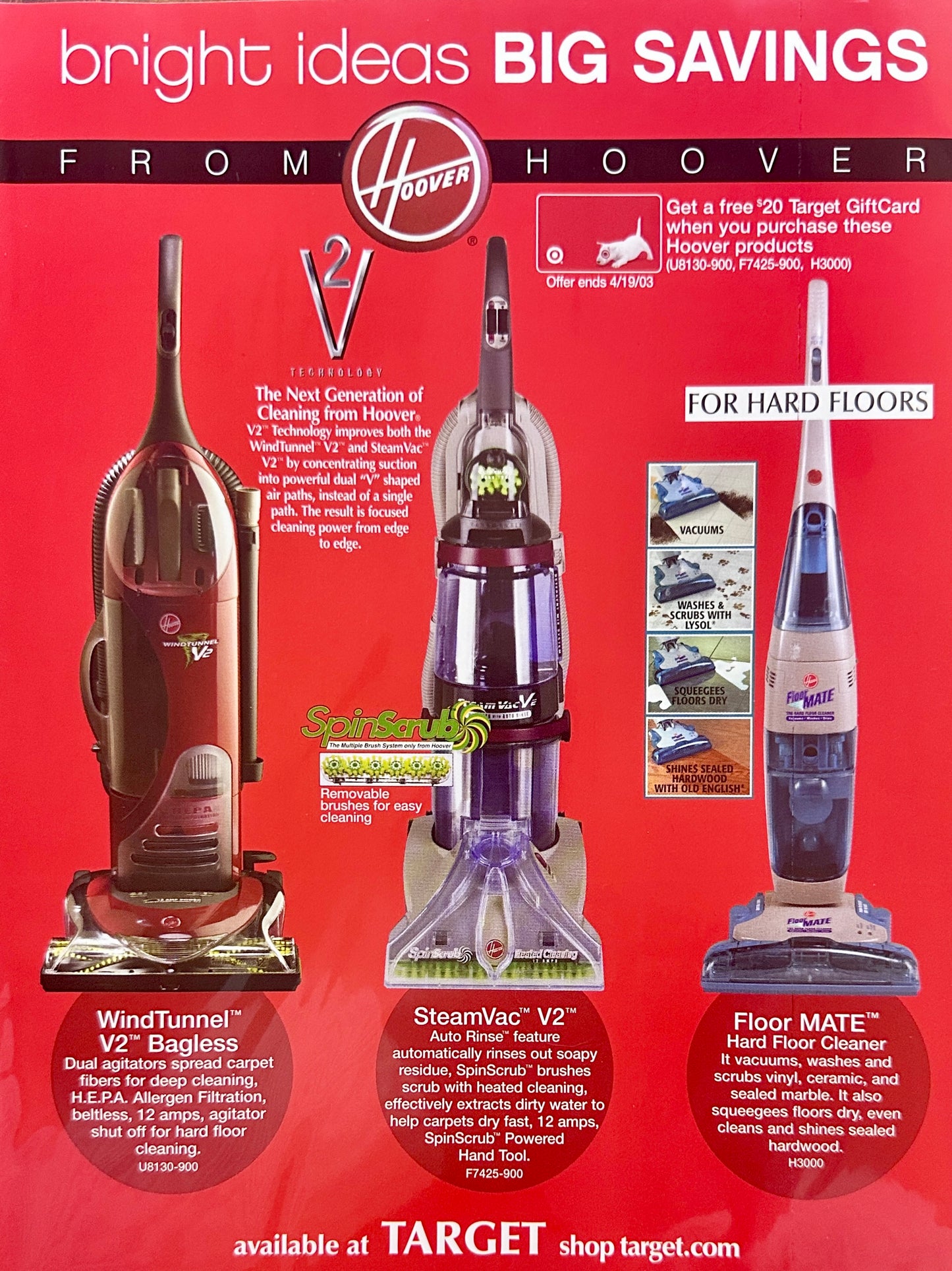 2003 Dual Sided Heavyweight Magazine Ad for Hoover Vacuum Cleaners - 7 Models