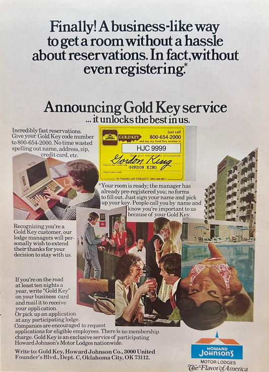 1975 Howard Johnson's Motor Lodge - Golden Key Service Promotional Ad