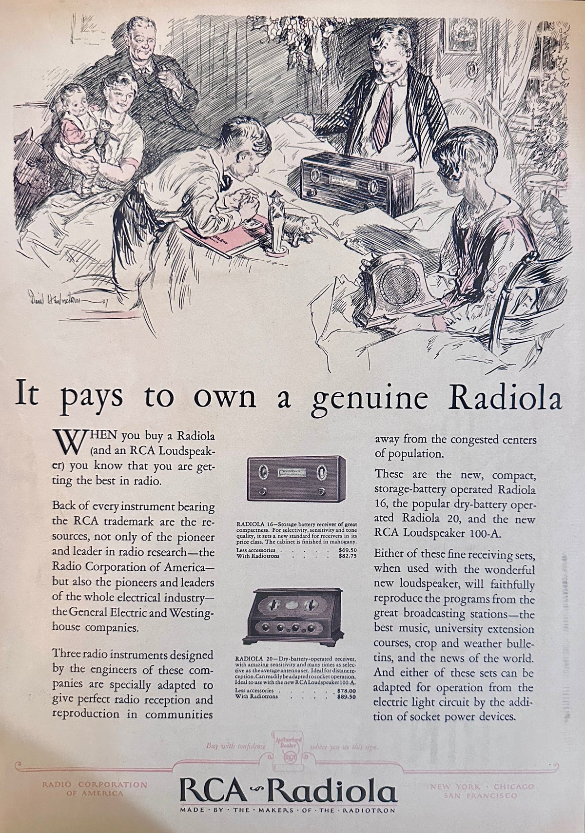 1927 RCA-Radiola - It Pays to Own a Genuine Radiola - Ad #2291