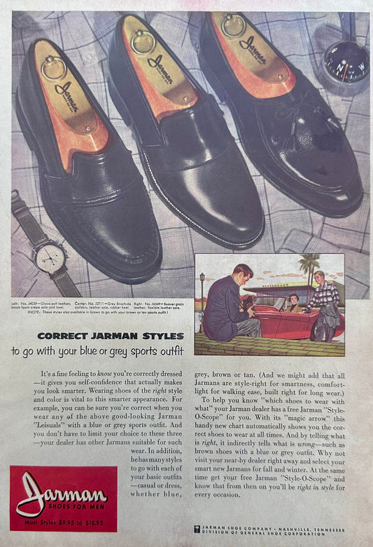 1955 Jarman Leather Loafers Shoes for Men Magazine Ad