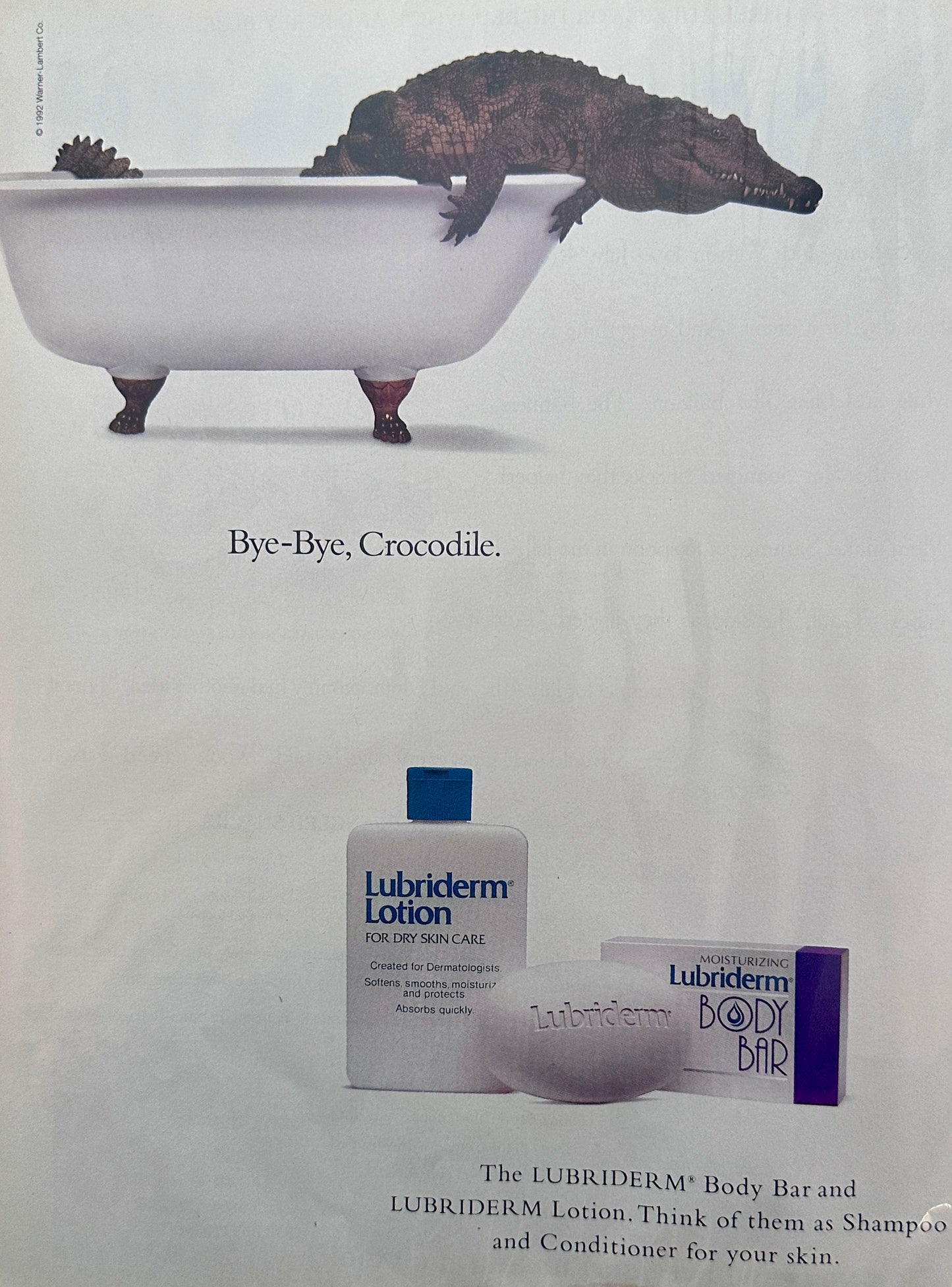 1992 Jell-O July Dessert + Lubriderm Skin Care Dual Sided Magazine Ad