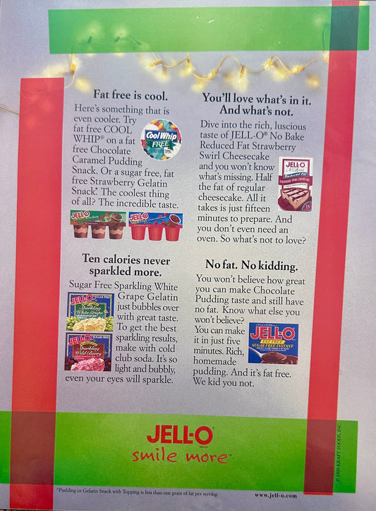 1999 Jell-O Fat Free & Sugar Free Products Magazine Ad