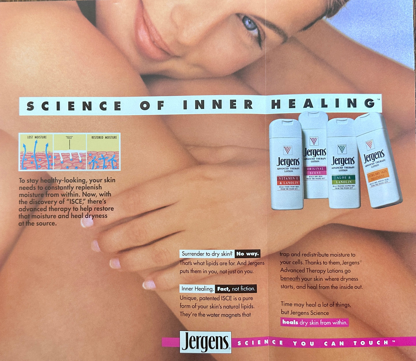 1992 Jergens Skincare Multifold Science You Can Touch Magazine Ad