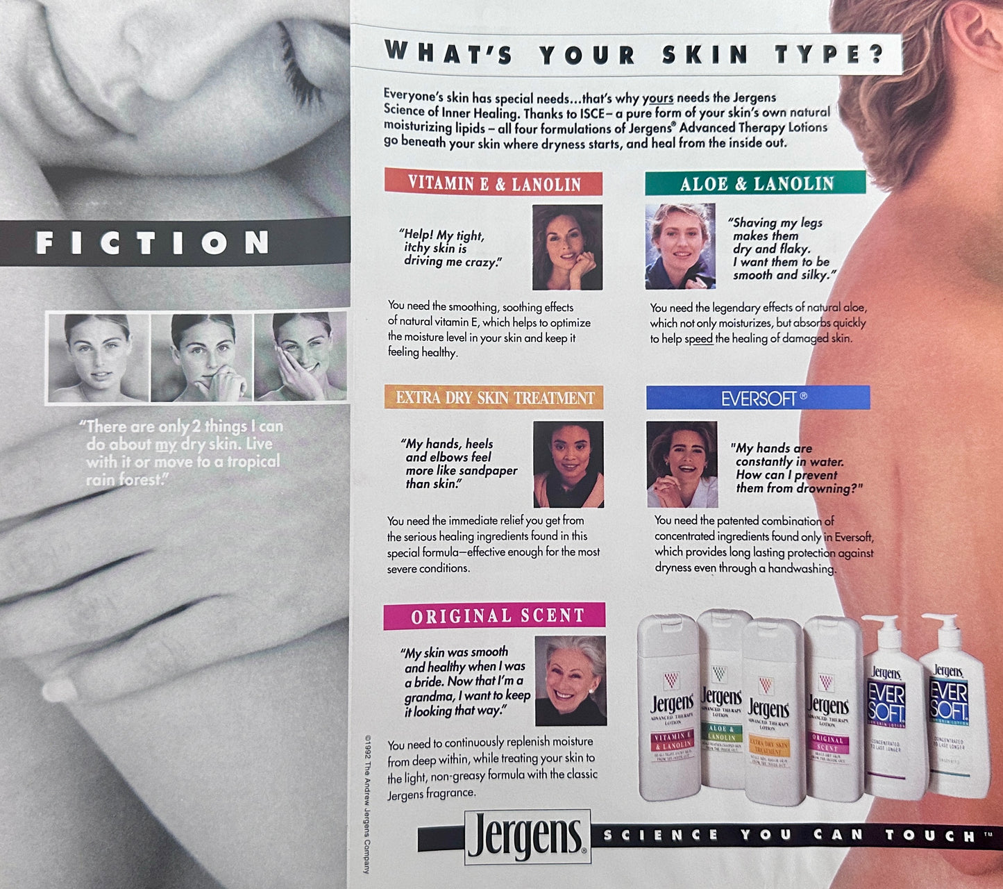 1992 Jergens Skincare Multifold Science You Can Touch Magazine Ad