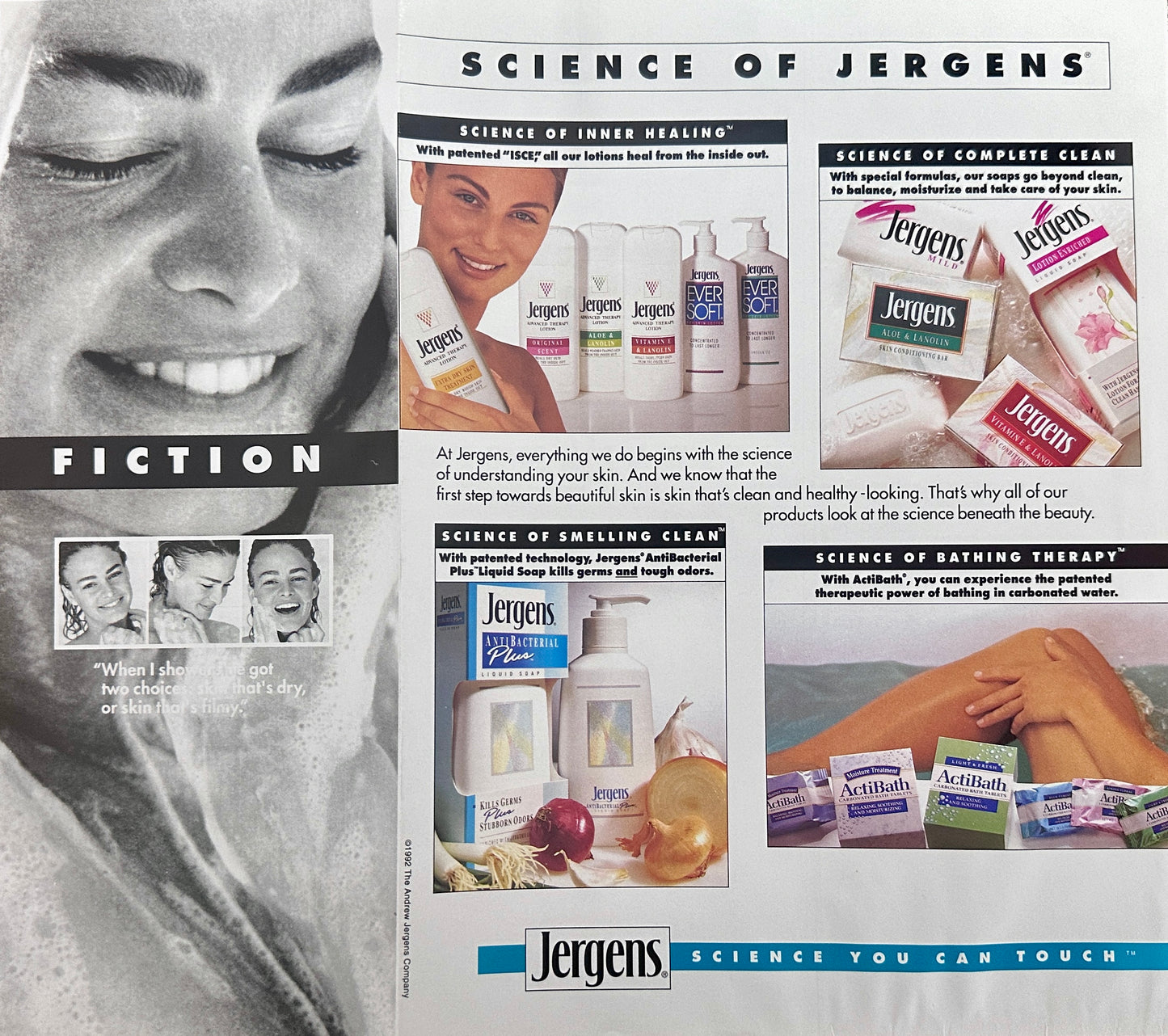 1992 Jergens Skincare Shower & Bath Product Multifold Vintage Ad