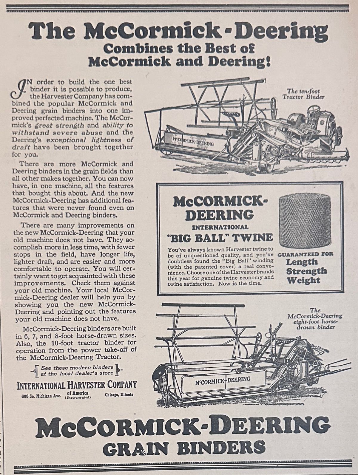1928 McCormick-Deering Grain Binders Ad #2321