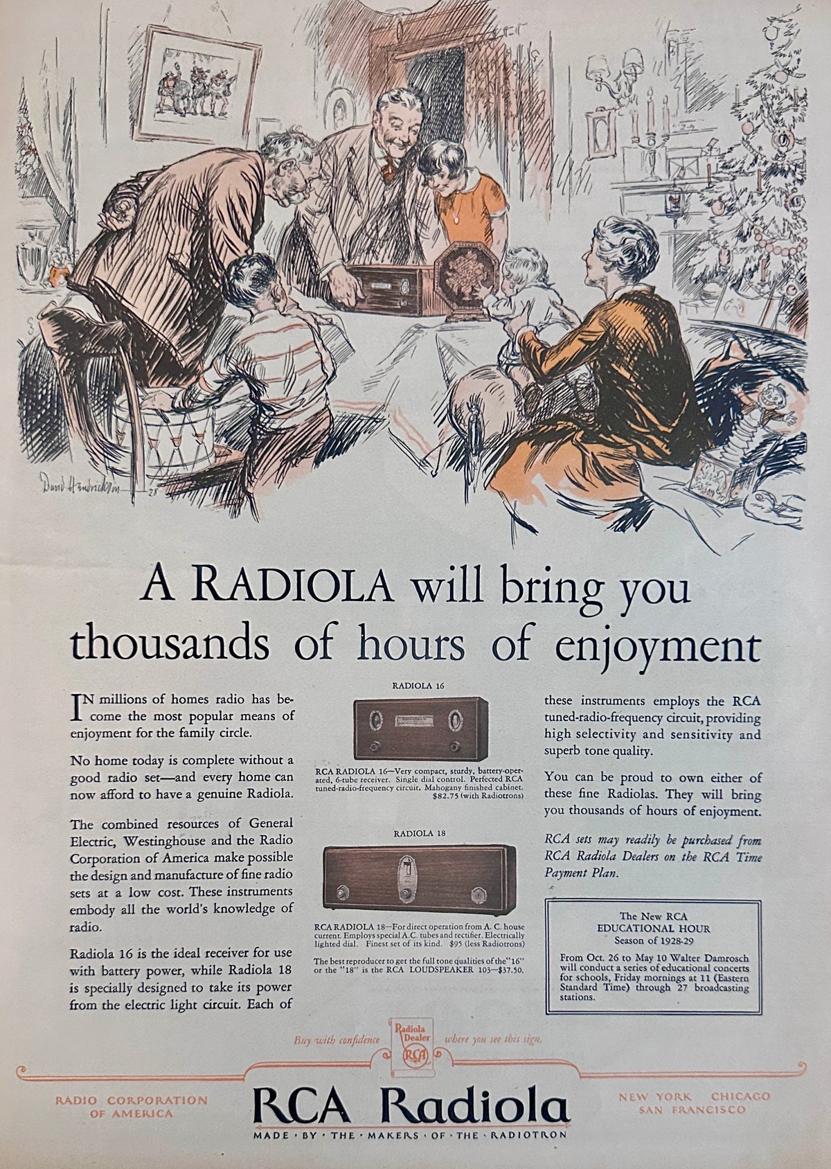1928 Dual Sided Colorized Ads RCA-Radiola & Hood Red Tread Boots Ad #2329
