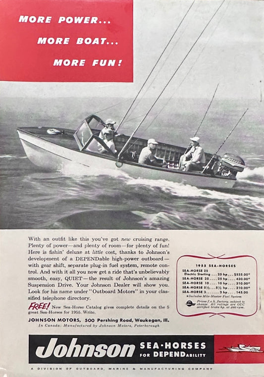 1955 Johnson Sea-Horse Outboard Motors for  Dependability - Vintage Ad