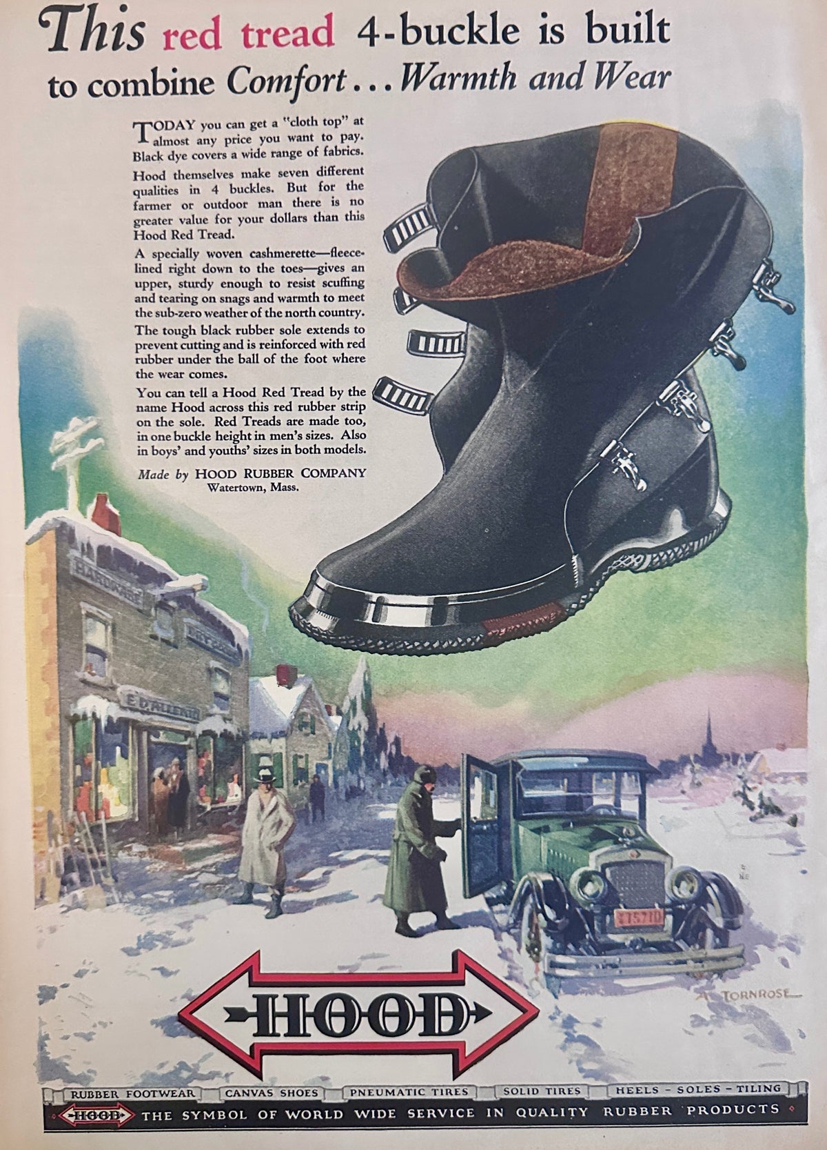 1928 Dual Sided Colorized Ads RCA-Radiola & Hood Red Tread Boots Ad #2329