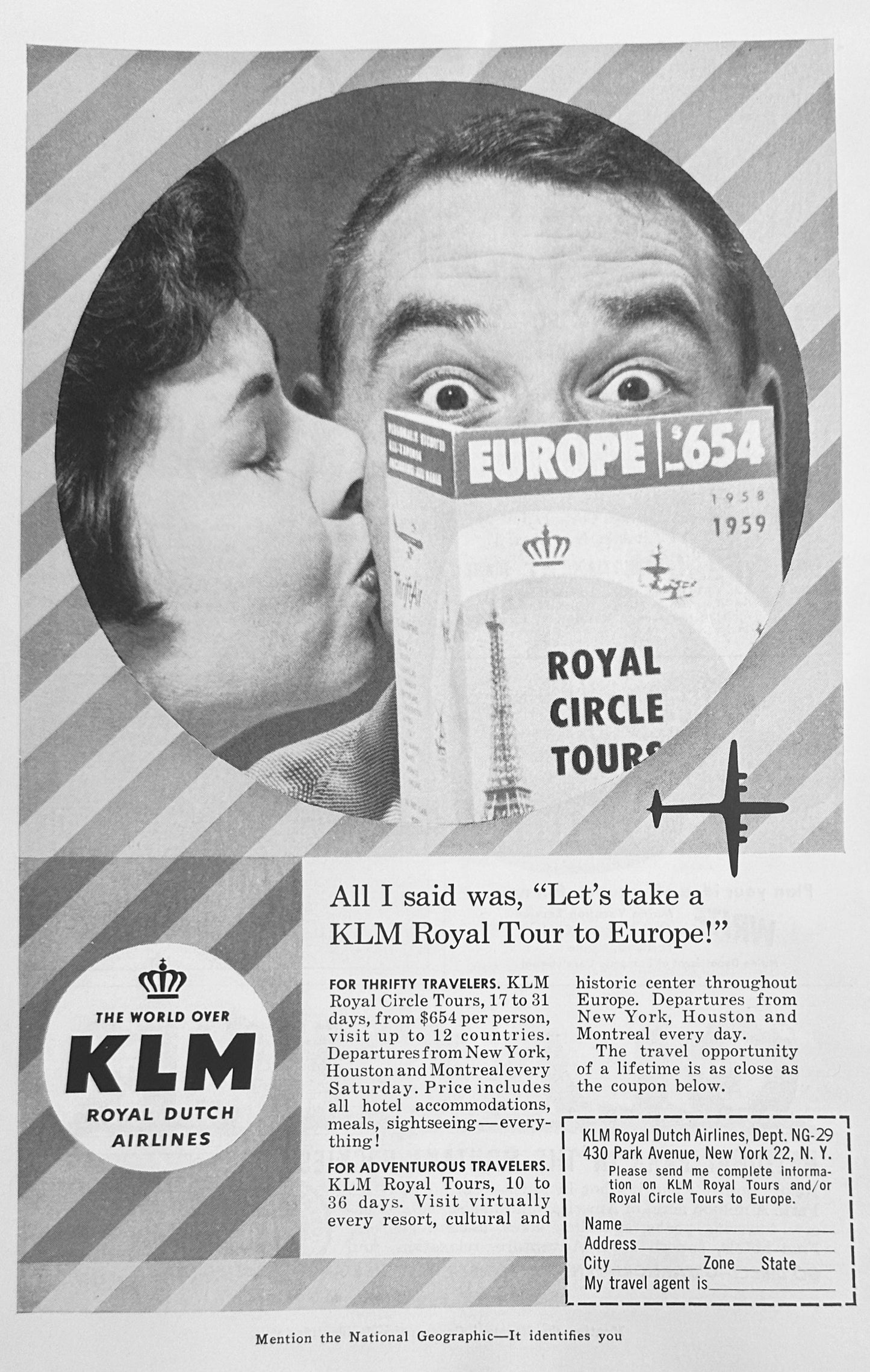 1959 KLM Royal Dutch Airlines - Royal Circle Tours - Promotional Ad