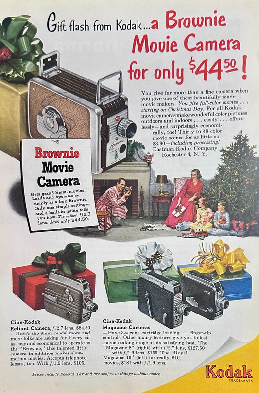 1951 Kodak Brownie Movie Camera Reliant Camera & Magazine Cameras Vintage Ad