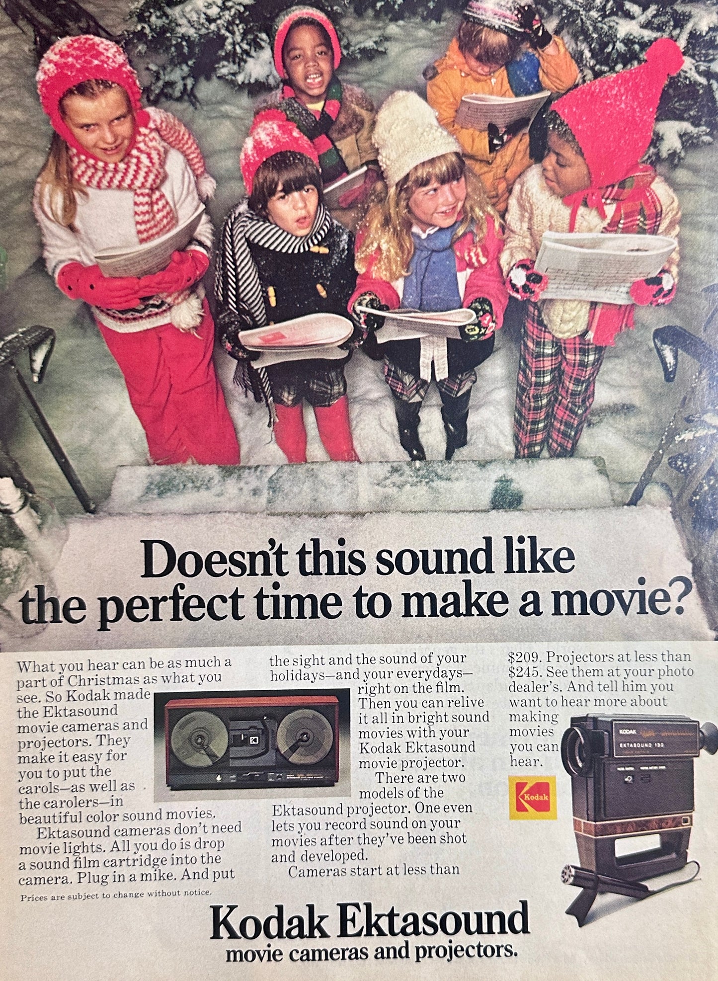 1975 Kodak Ektasound Movie Camera & Projector + Johnnie Walker Red Whiskey Ad