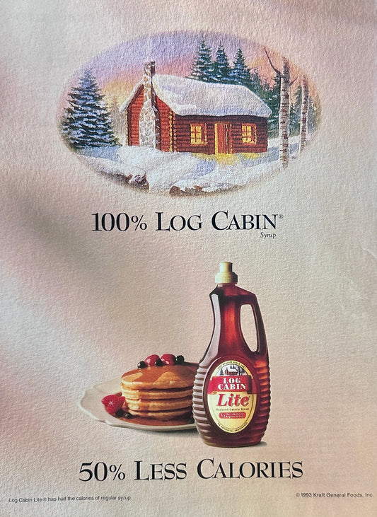 1993 Kraft Log Cabin Lite Syrup Magazine Ad