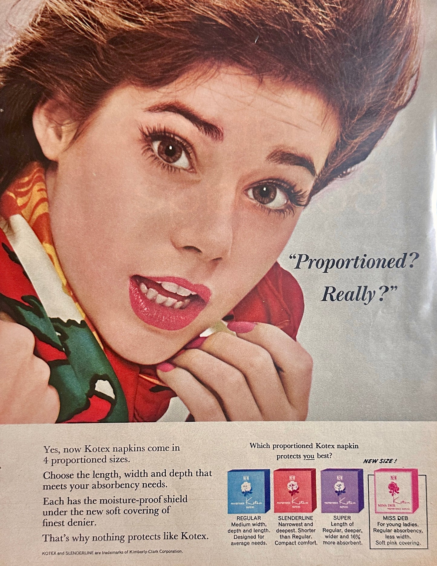 1964 Kotex Napkins Magazine Ad