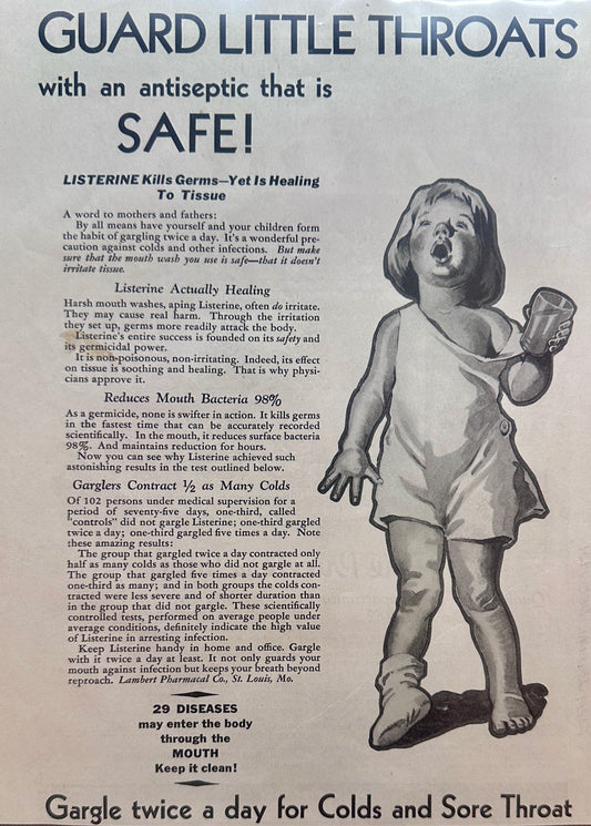 1931 Listerine Cute Little Girl Gargling  Magazine Ad N584